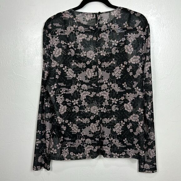 Rebecca Minkoff Cyder Floral Long-Sleeved Semi Sheer Top Size XL - Picture 5 of 11